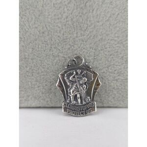 Vintage Creed Sterling Silver Saint 'St. Christopher Protect Us' Pendant Medal